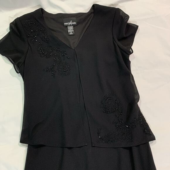 Positive Attitude Black Dress Women's 10 Petite Chiffon Lined - Picture 2 of 13